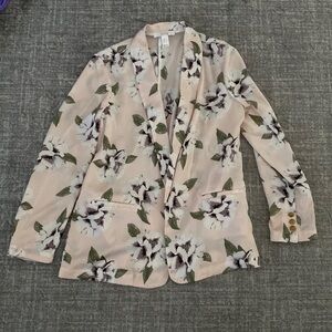 Streetwear Society Floral Blazer in Cream and Green